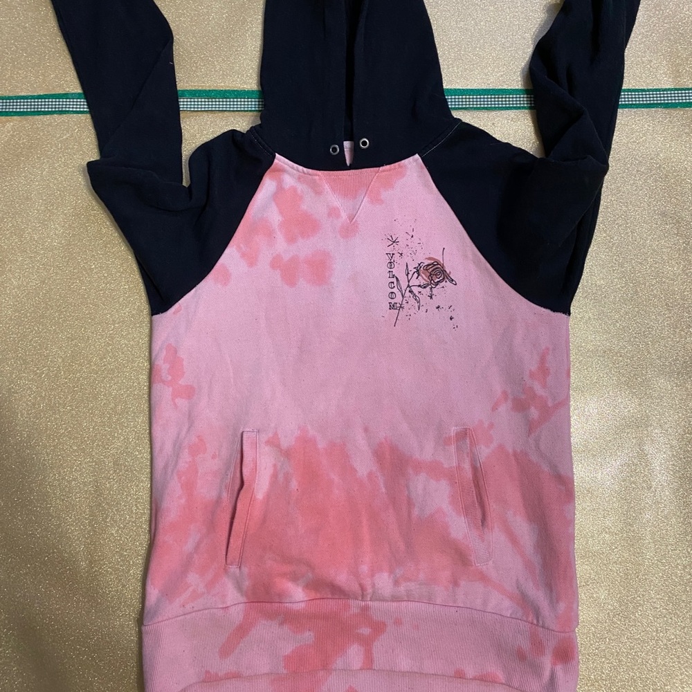 Volcom Pink & Black Tie-Dye Jaded and Wilted Rose Hoodie